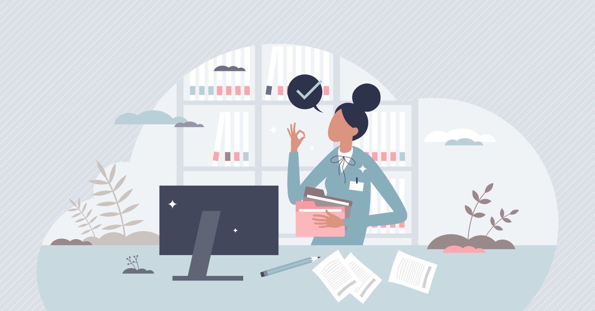 Medical records technician as hospital document assistant tiny p