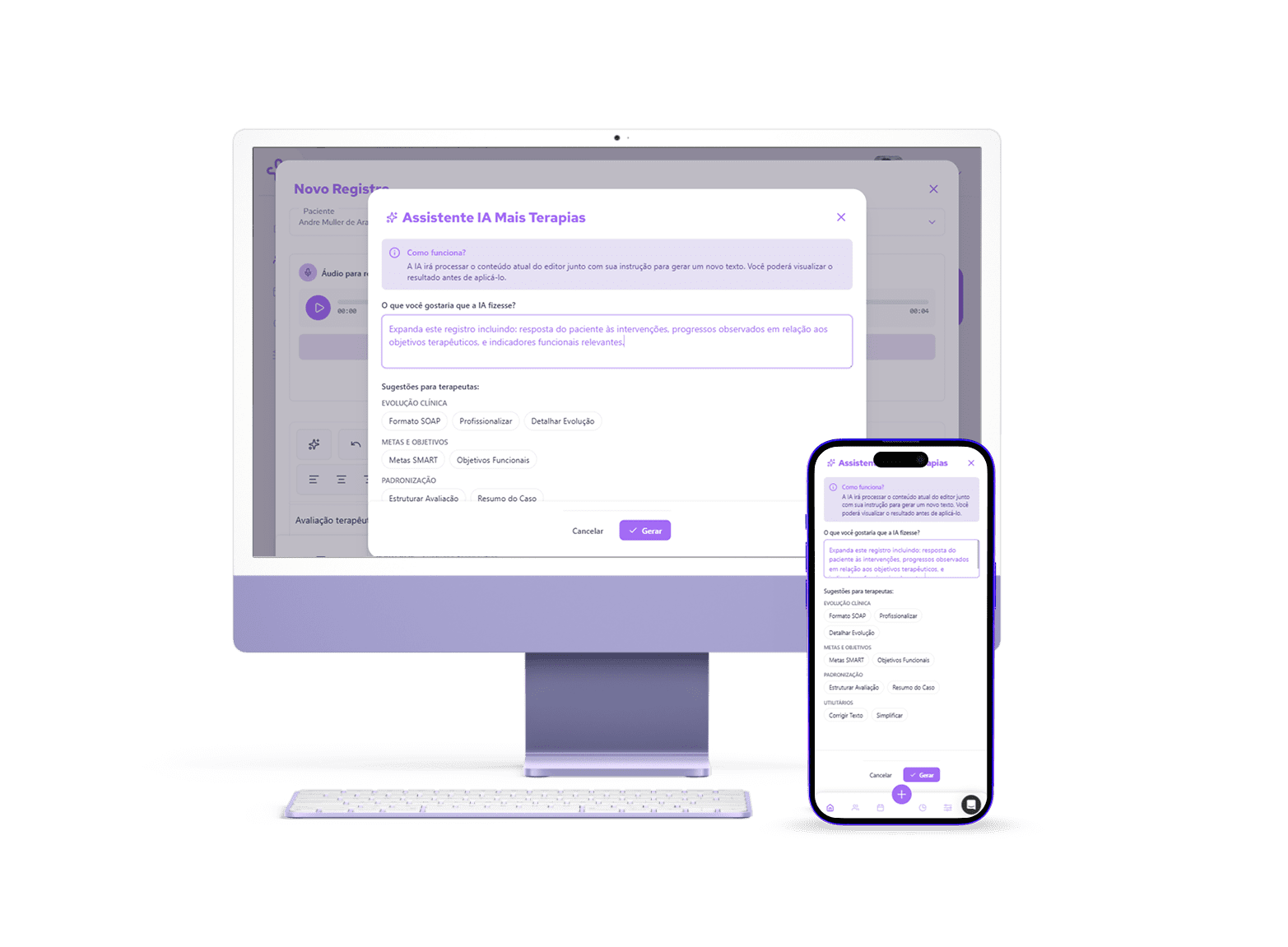 Assistente IA para transcrição de áudio em texto clínico