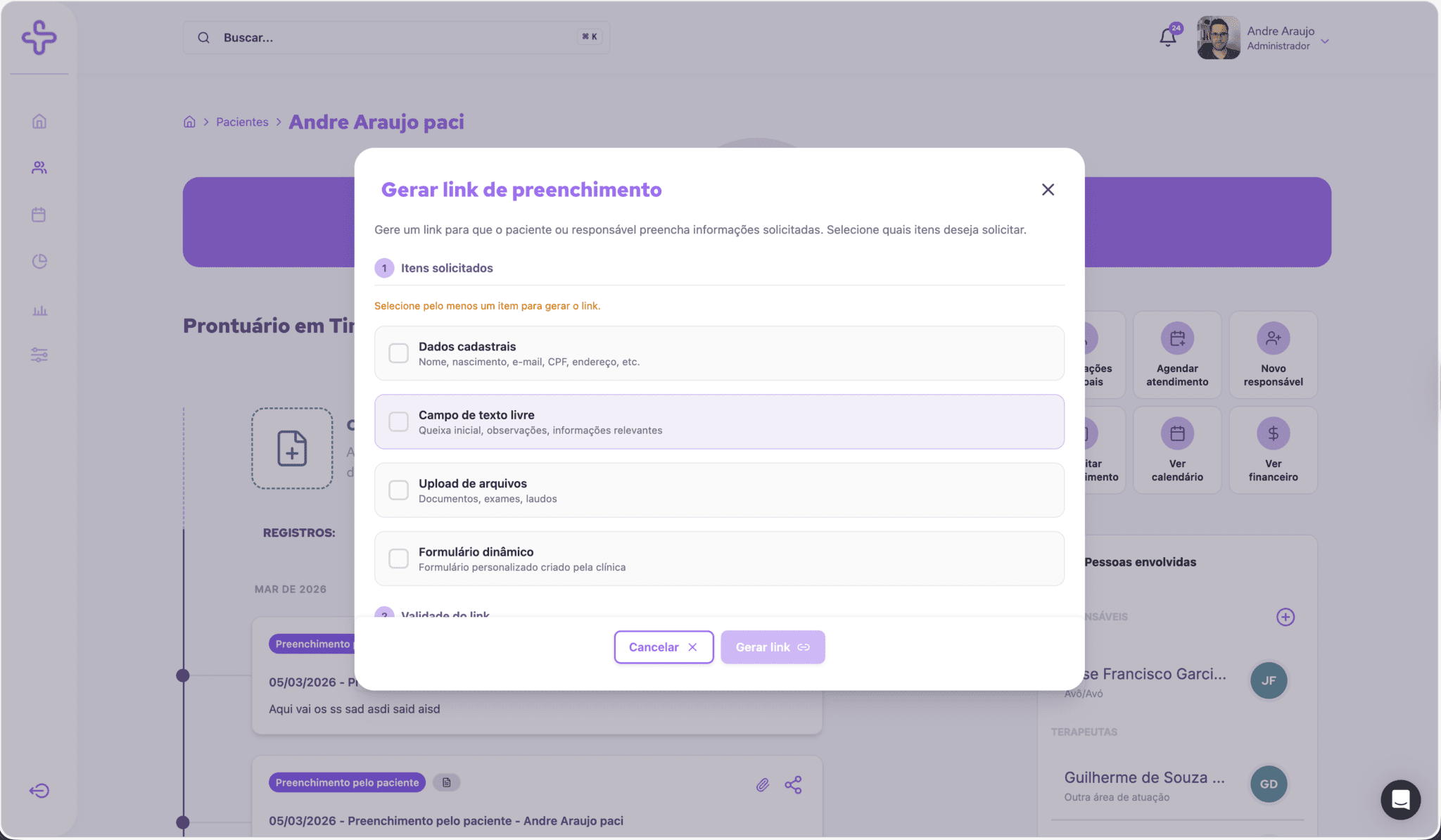 Preenchimento pelo Paciente